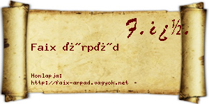 Faix Árpád névjegykártya